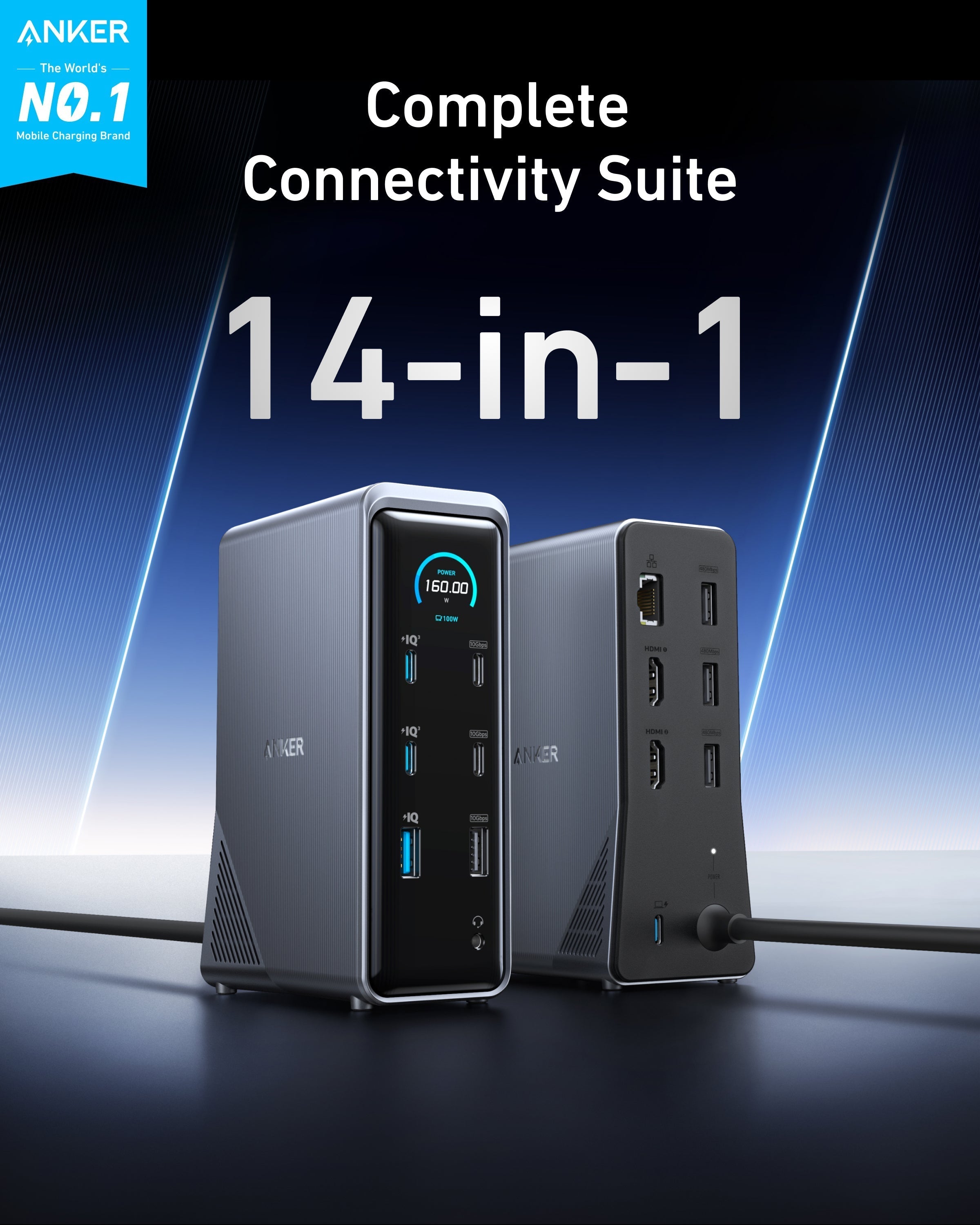 Anker Prime Charging Docking Station with 240W USB-C to USB-C Cable